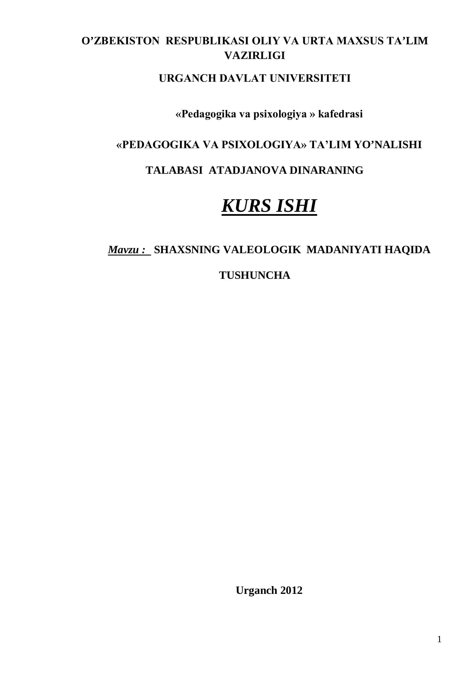 SHAXSNING VALEOLOGIK MADANIYATI HAQIDA TUSHUNCHA 1