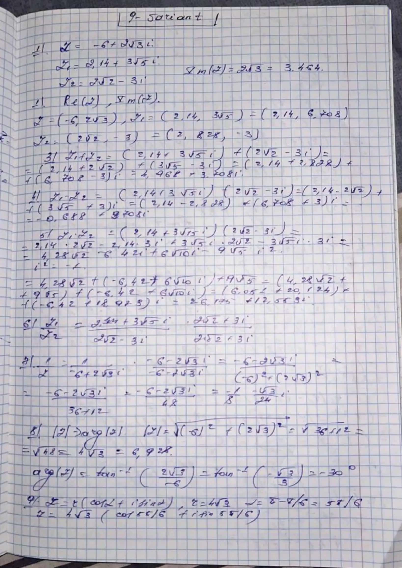 Hisob 2 fanidan oraliq nazorat 9-variant javoblari (qo'l yozma) 1