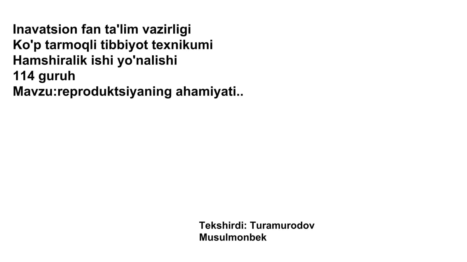 Reproduktsiyaning ahamiyati 1