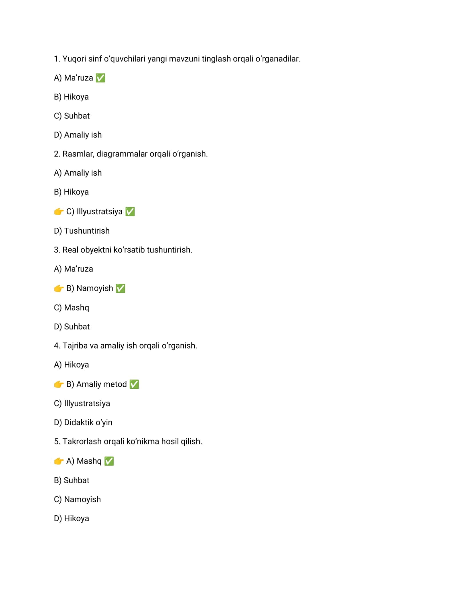 Psixologiyadan test javoblari bilan 1