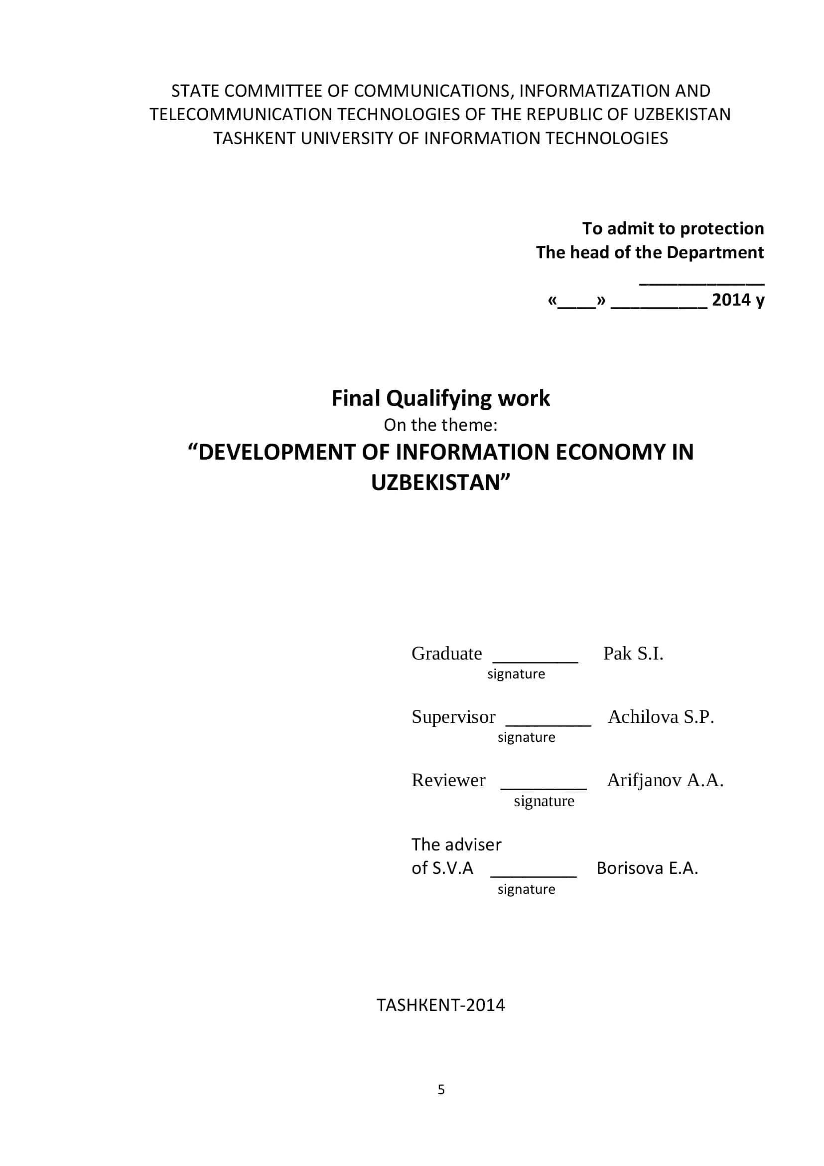 Development of Information Economy in Uzbekistan 1