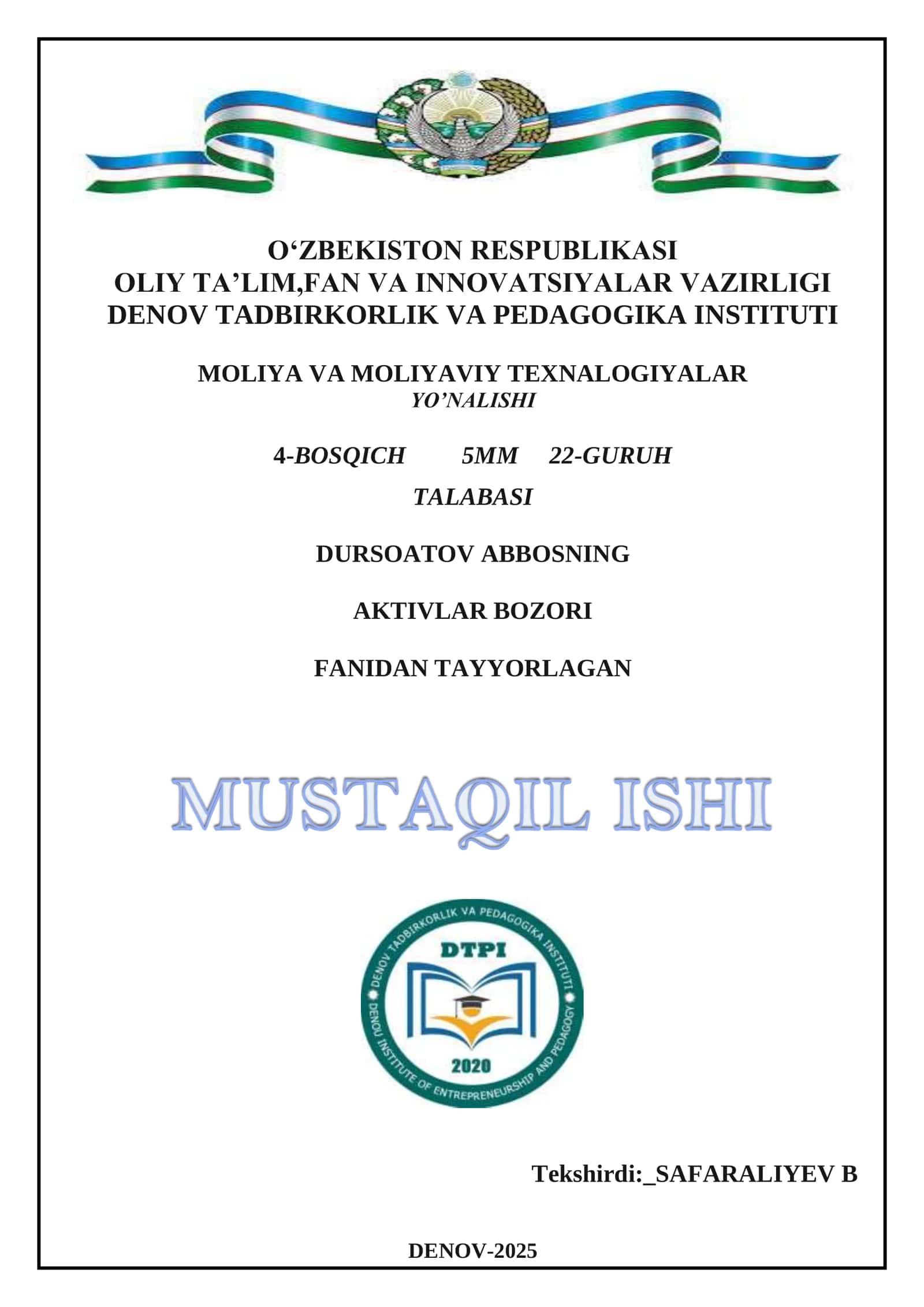 Aktivlar Bozori 1