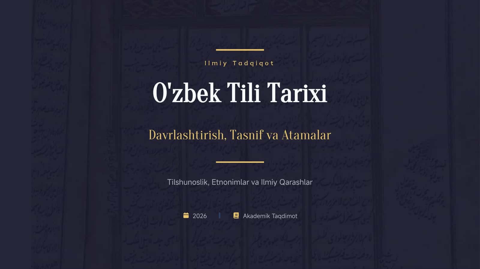O'zbek Tili Tarixi 1