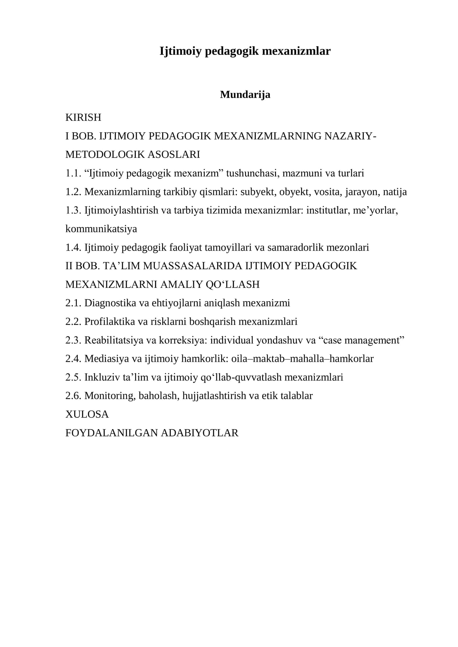 Ijtimoiy pedagogik mexanizmlar 1