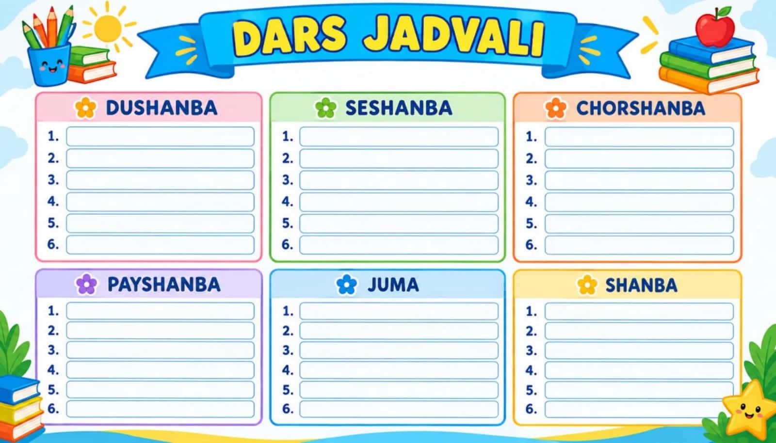 Dars jadvali 1