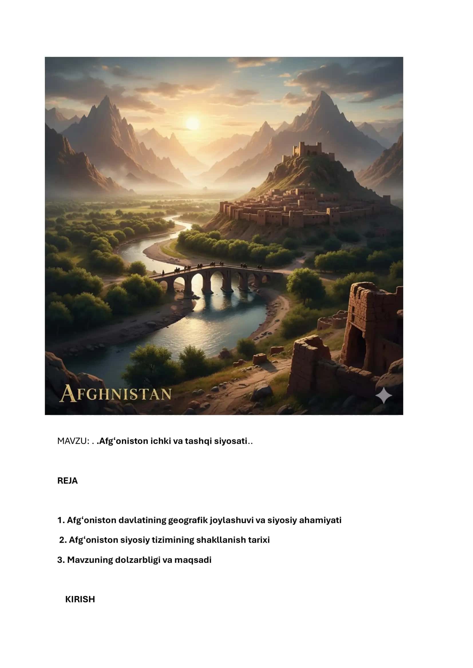 Afgʻoniston ichki va tashqi siyosati 1