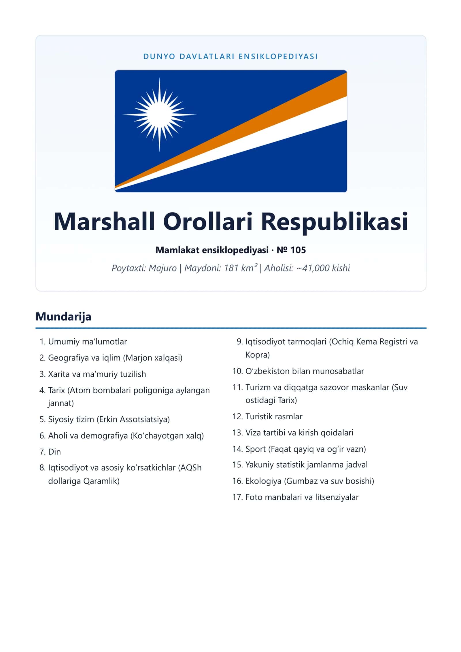 Marshall Orollari Respublikasi 1