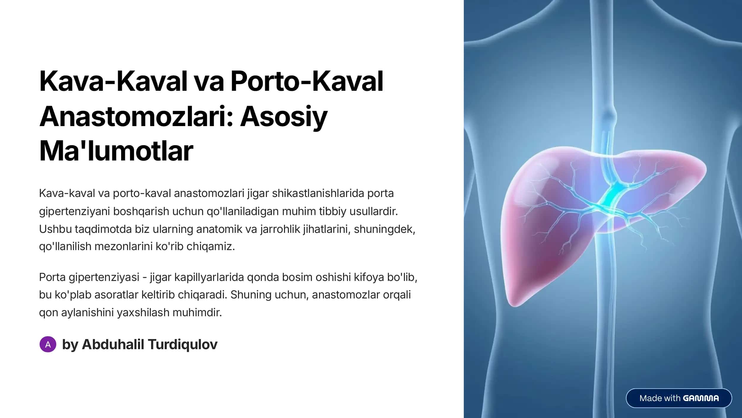 Kava-Kaval va Porto-Kaval Anastomozlari 1