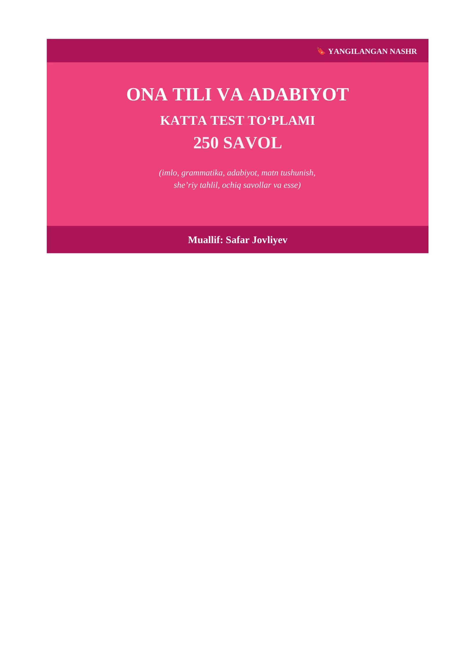 ONA TILI VA ADABIYOT KATTA TEST TO'PLAMI 1