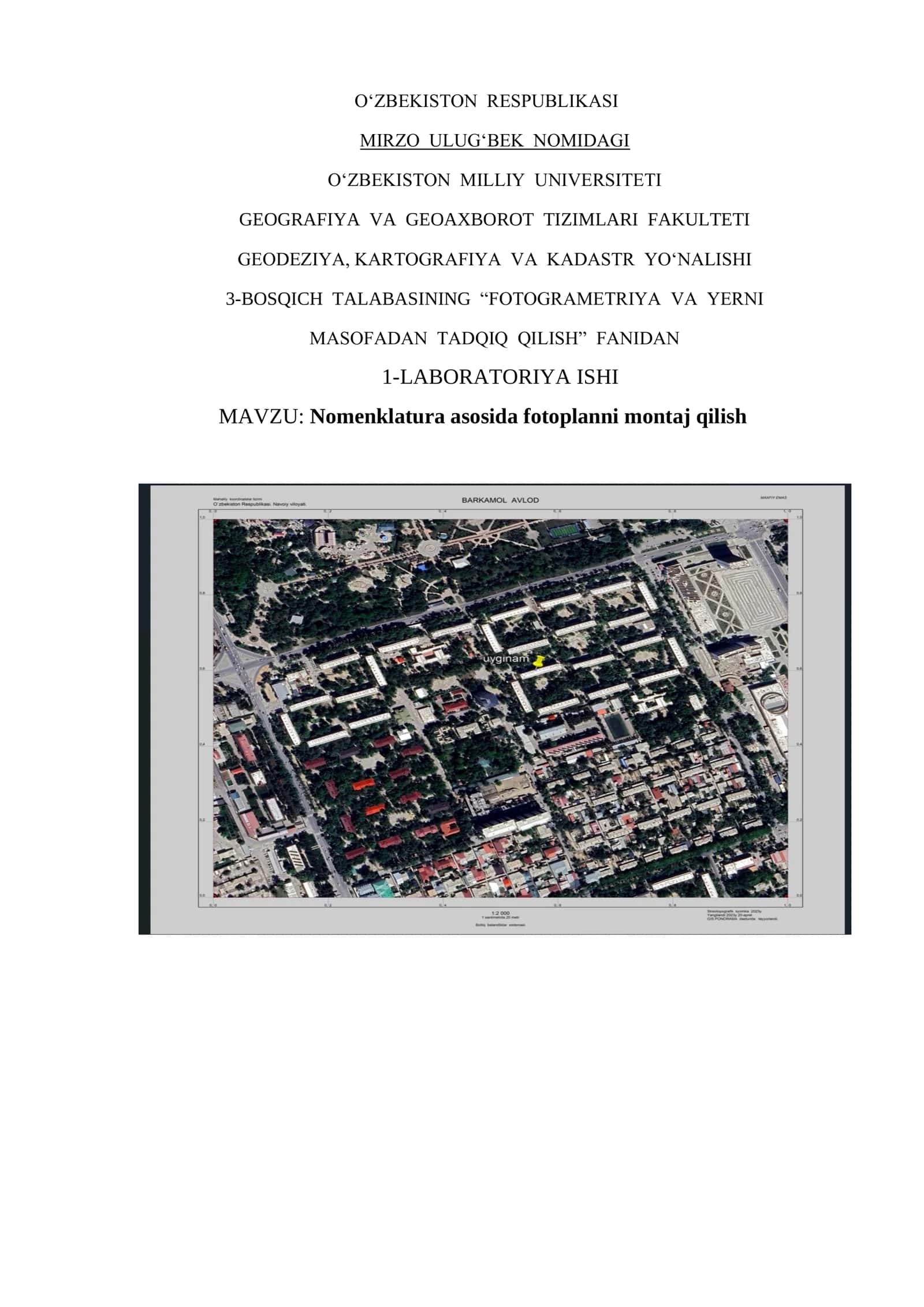 Nomenklatura asosida fotoplanni montaj qilish 1