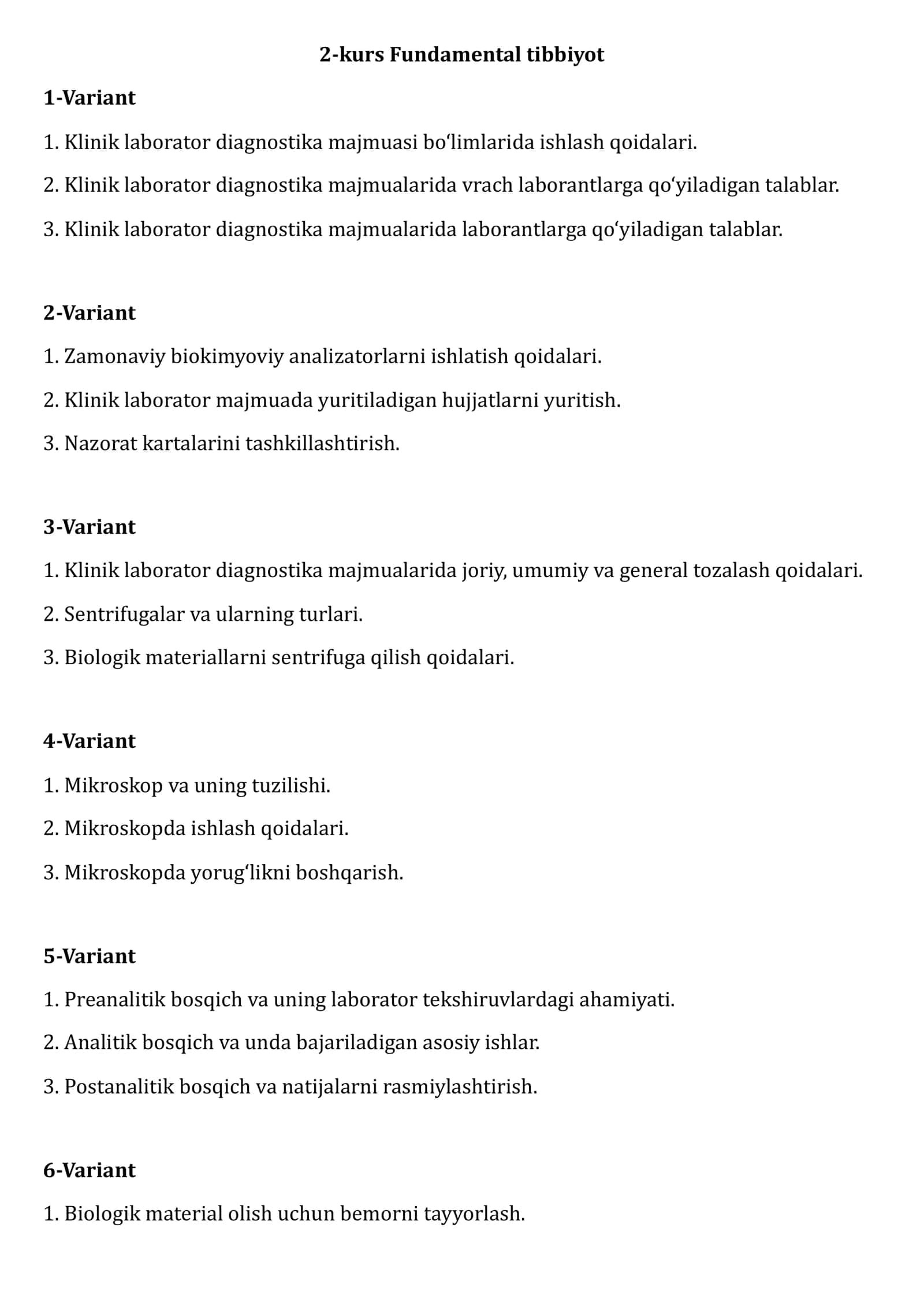2-kurs Fundamental tibbiyot 1
