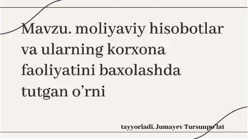 Moliyaviy hisobotlar 1