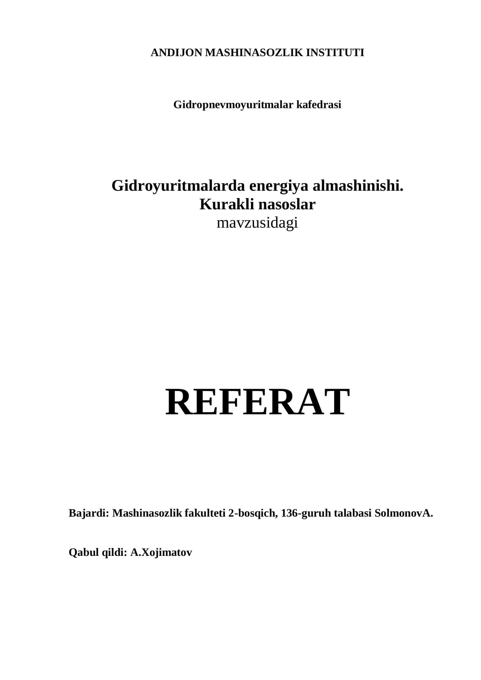 Gidropnevmoyuritmalar kafedrasi 1