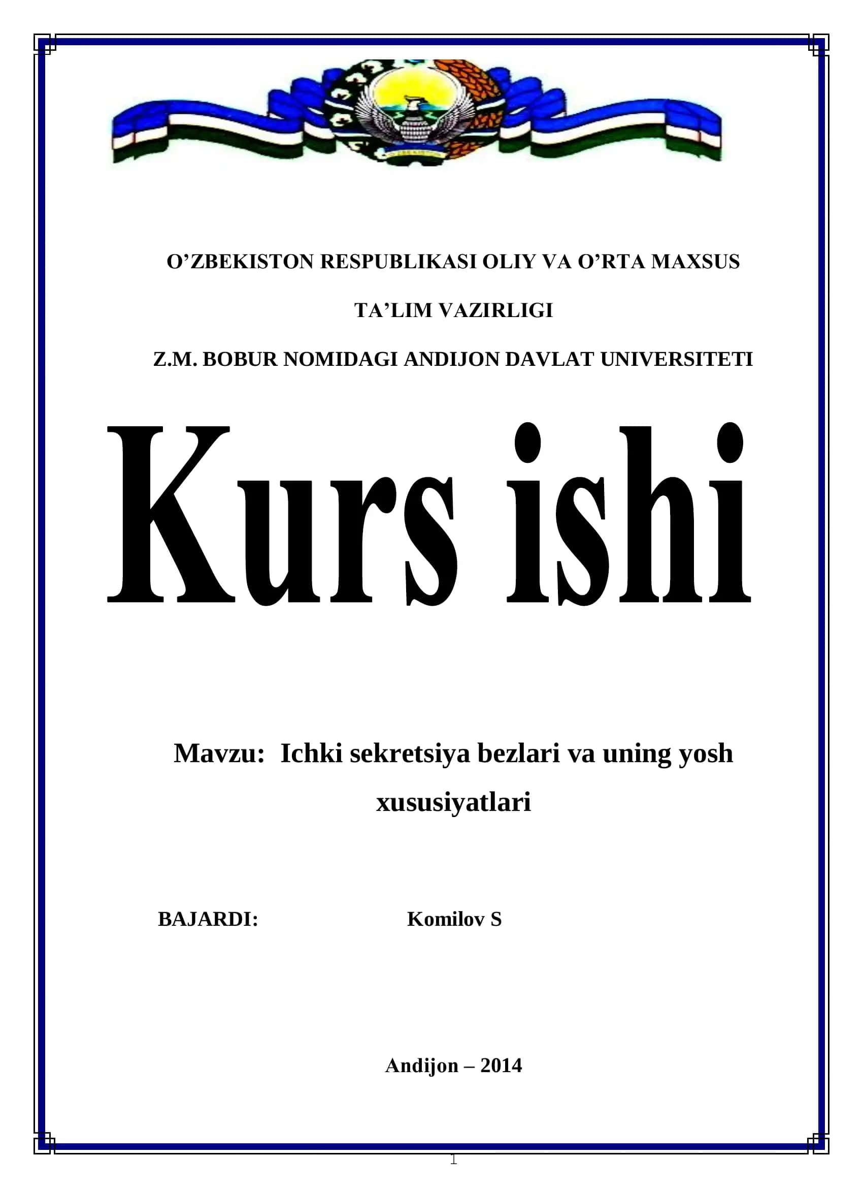 Ichki sekretsiya bezlari va uning yosh xususiyatlari 1