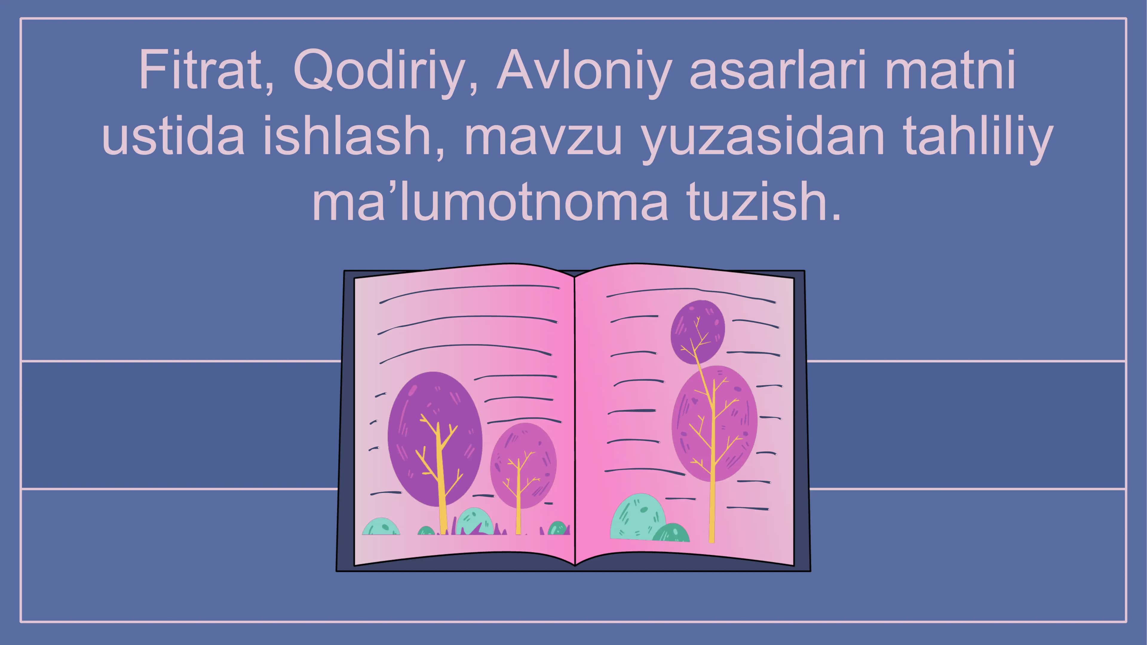 Fitrat, Qodiriy, Avloniy asarlari matni ustida ishlash, mavzu yuzasidan tahliliy maʼlumotnoma tuzish 1