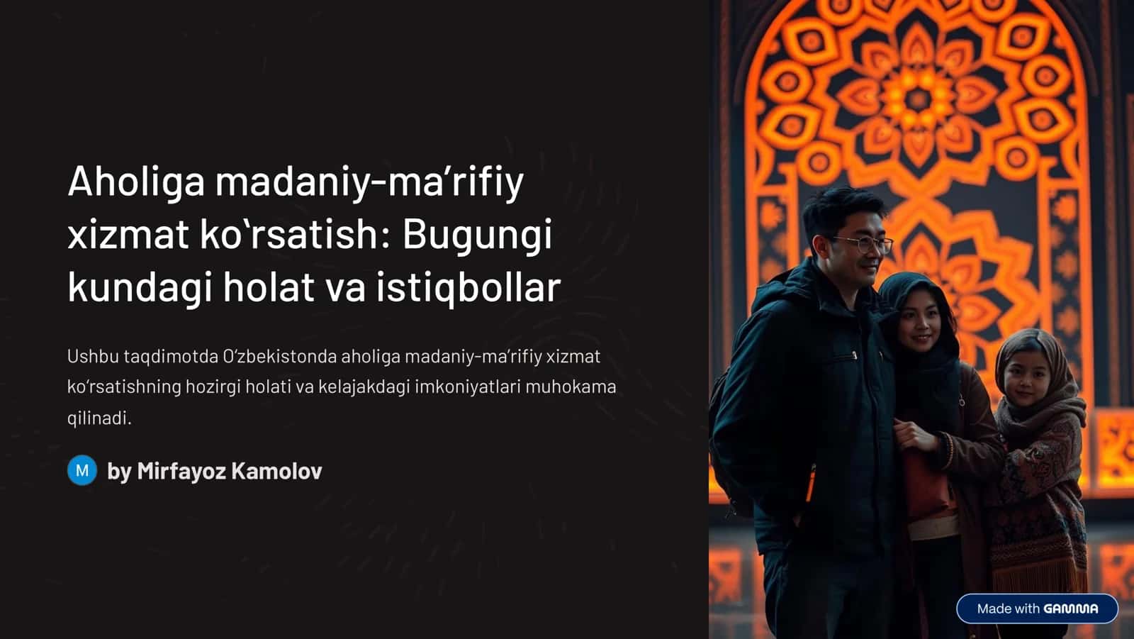 Aholiga madaniy-ma¾rifiy xizmat ko»rsatish 1