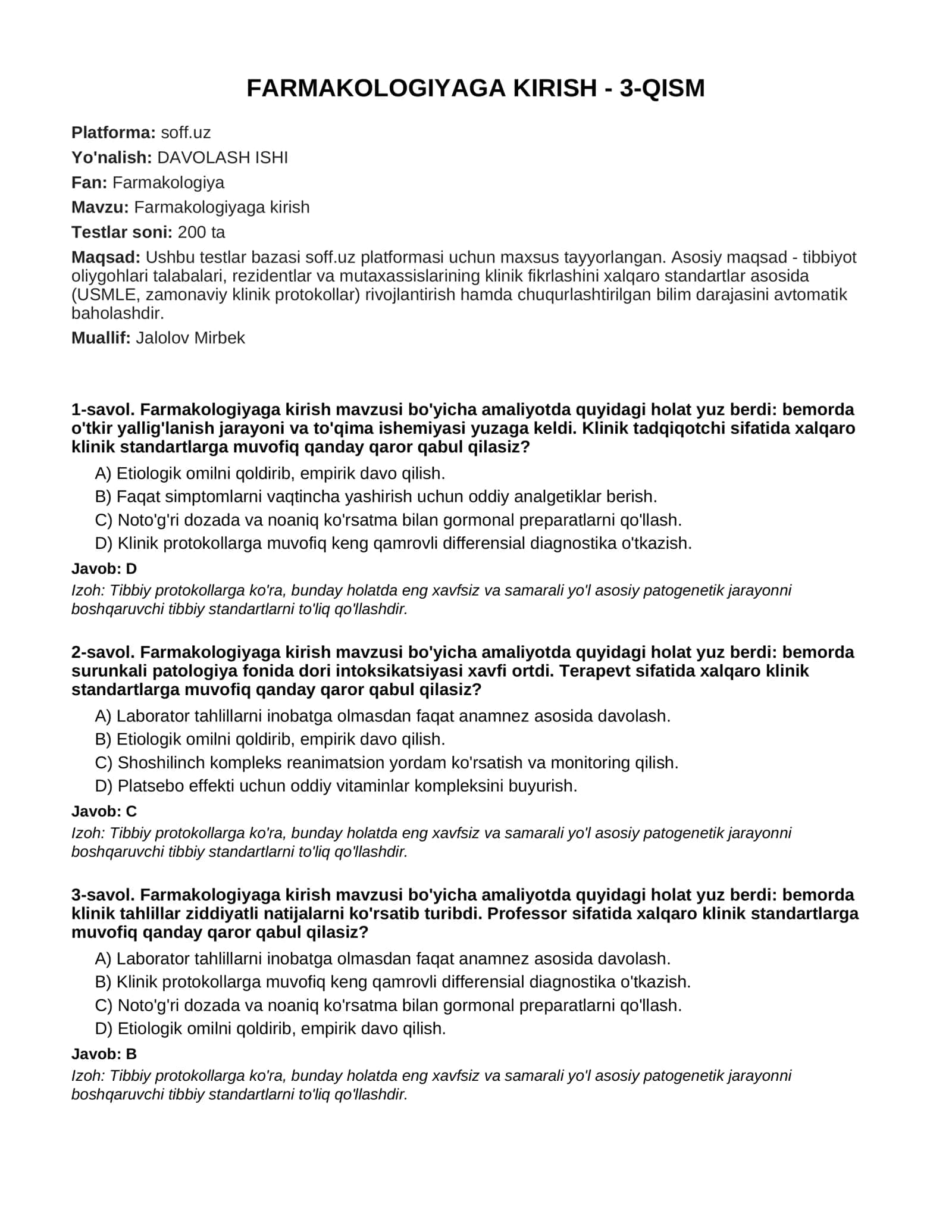 Farmakologiyaga kirish - 3-QISM 1
