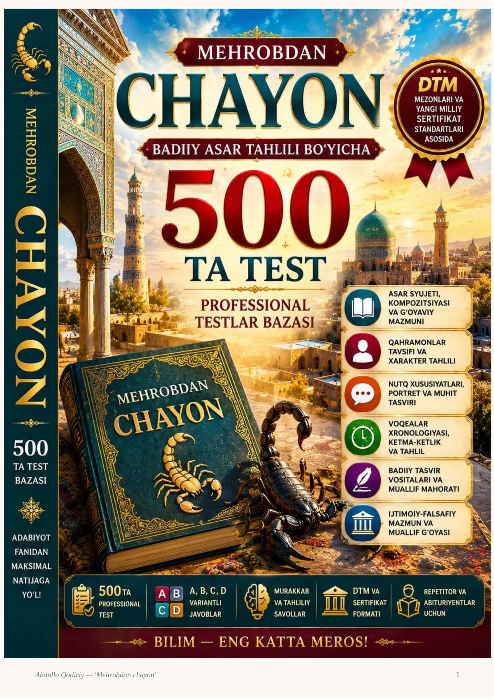 MEHROBDAN CHAYON – 500 TA MUKAMMAL TEST BAZASI 2026 YIL 1