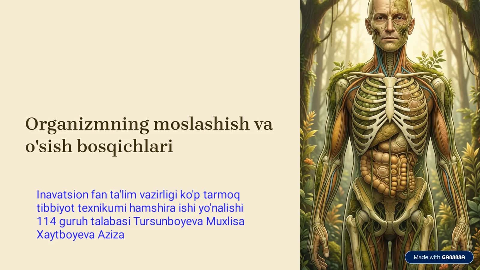Organizmning moslashish va o'sish bosqichlari 1