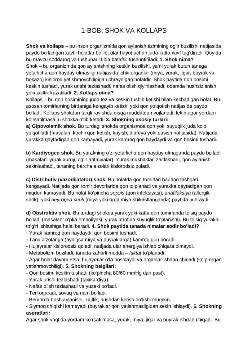 Shok va kollaps