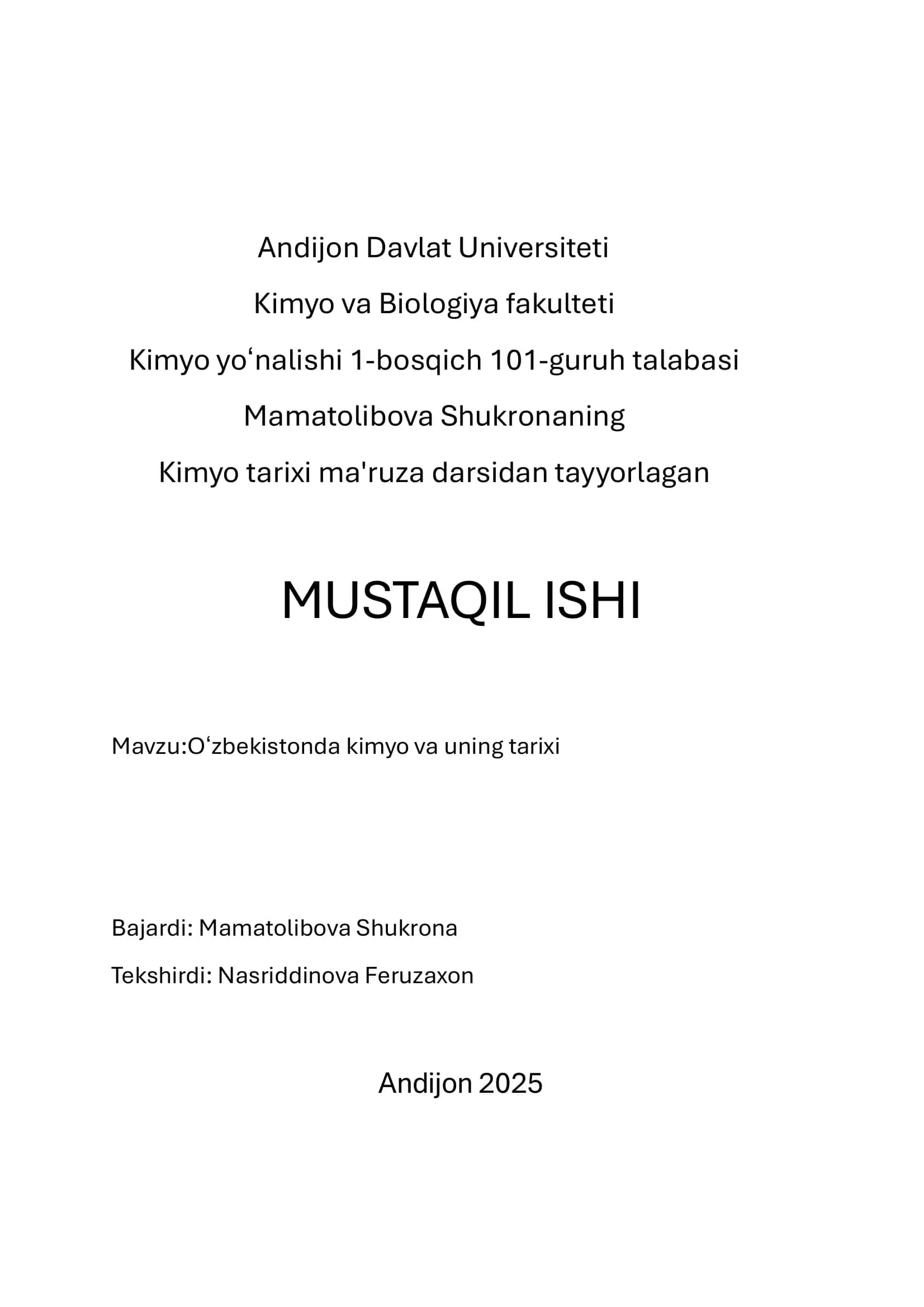 Oʻzbekistonda kimyo va uning tarixi 1