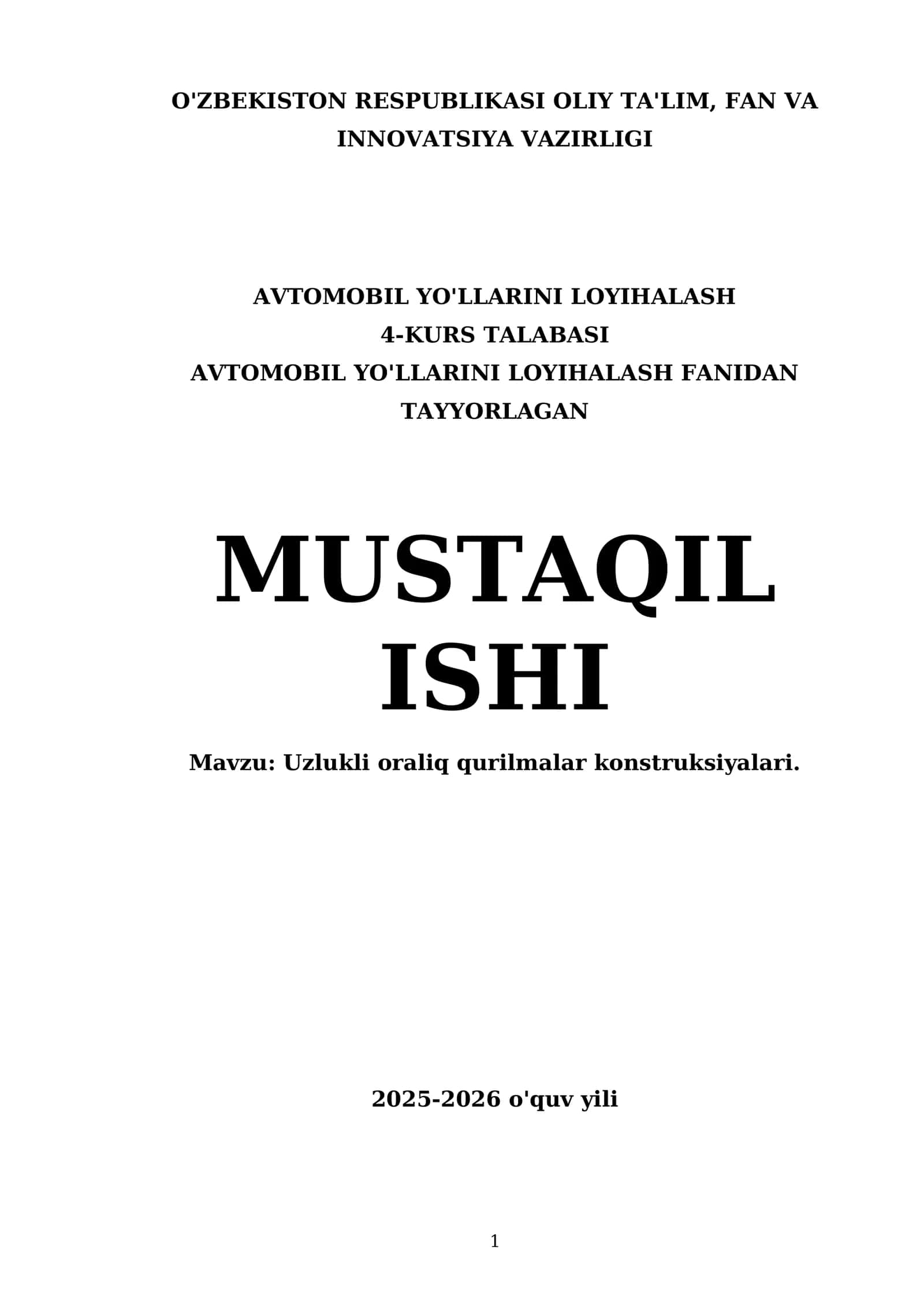 Uzlukli oraliq qurilmalar konstruksiyalari 1