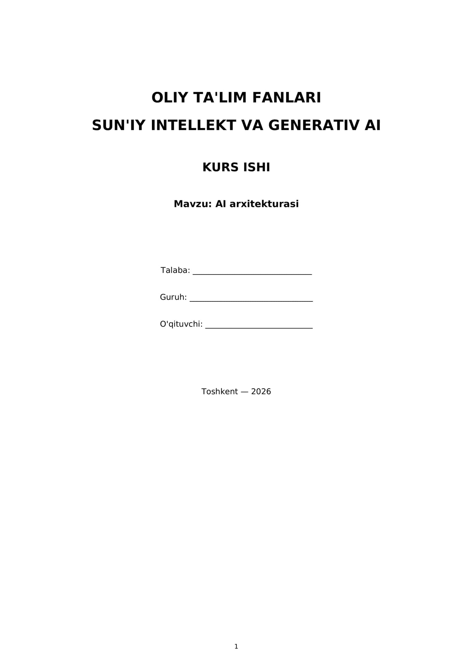 AI arxitekturasi 1