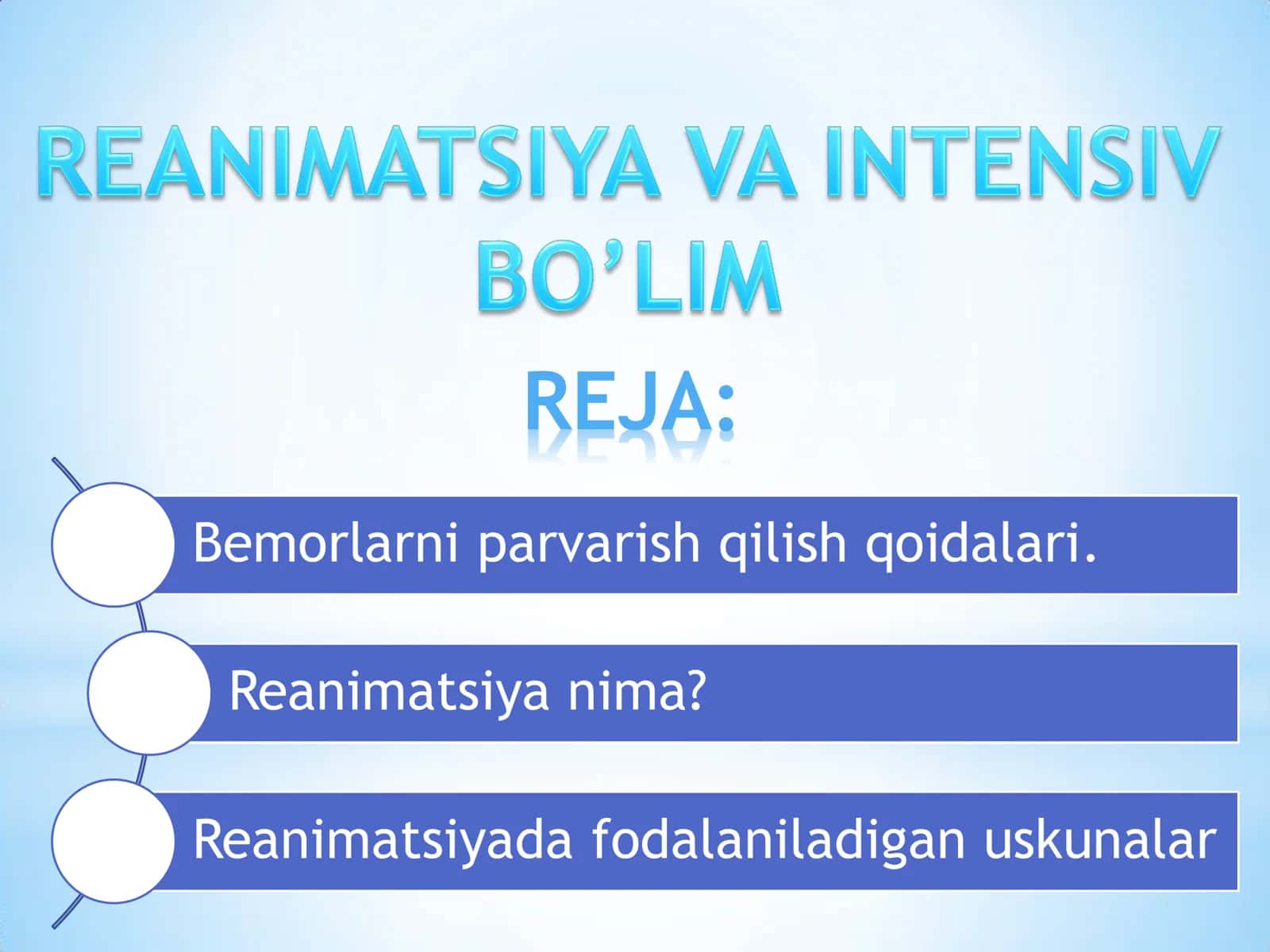 Reanimatsiya va intensiv bo'lim 1
