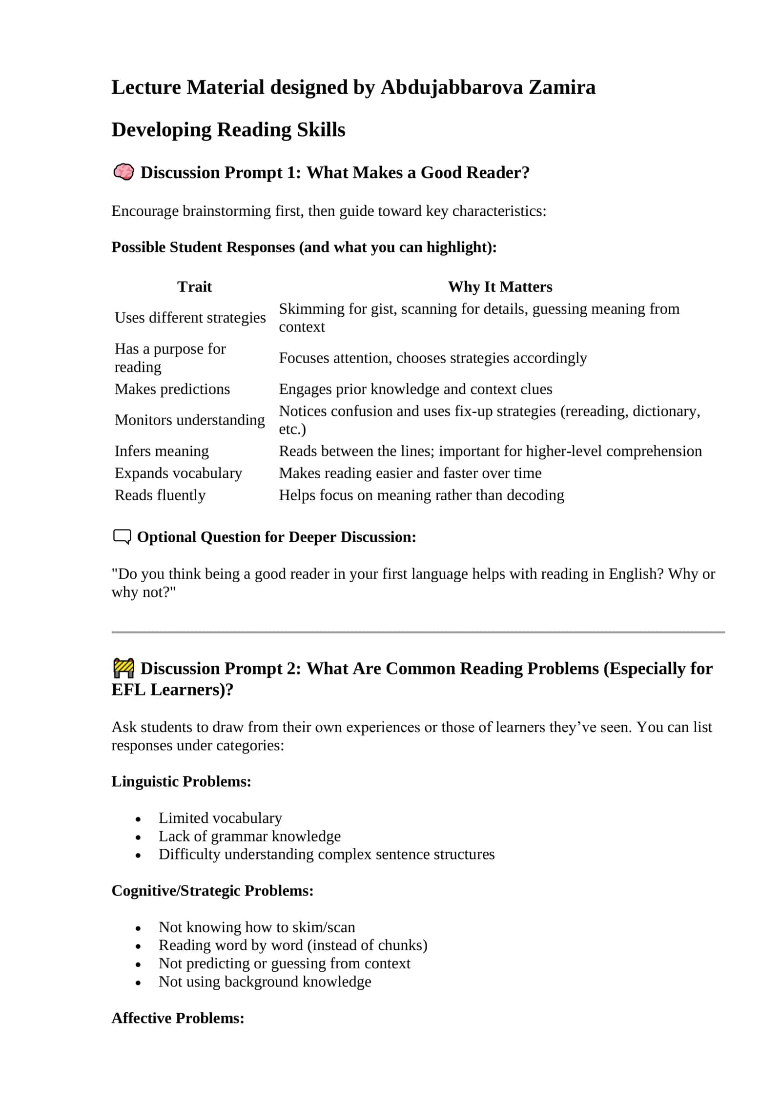 Developing Reading Skills 1