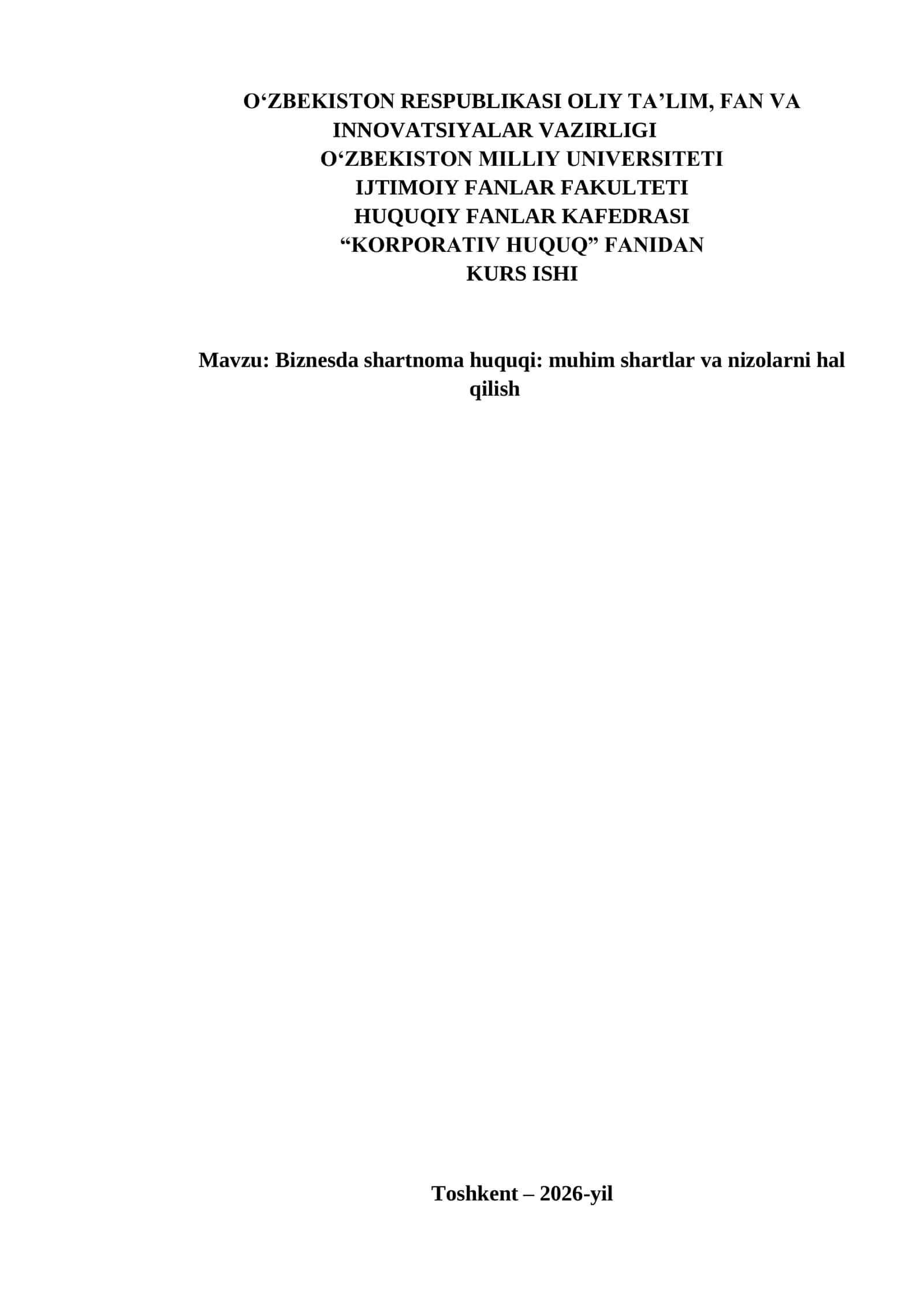 Biznesda shartnoma huquqi muhim shartlar va nizolarni hal qilish 1