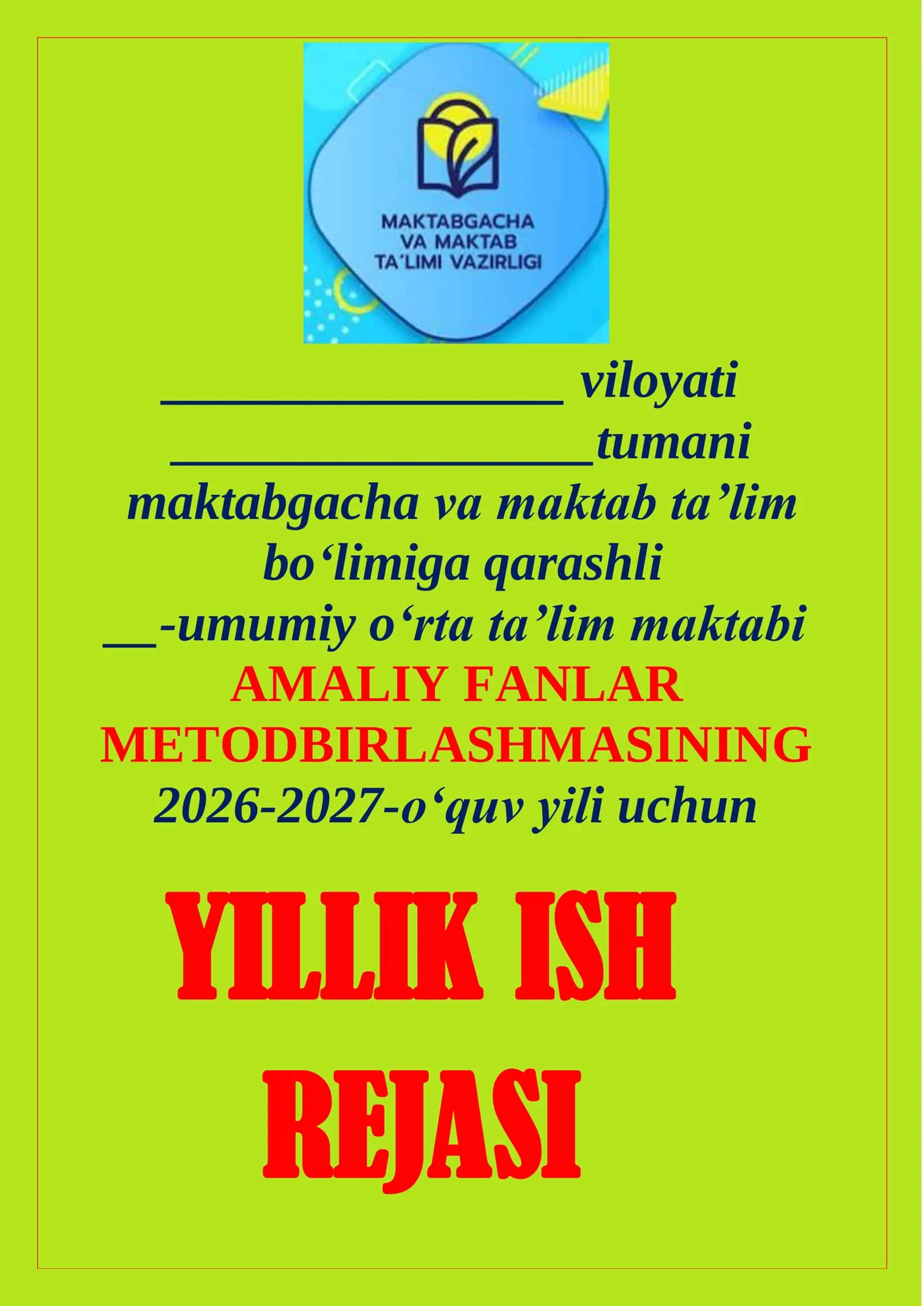 Amaliy fanlar metodbirlashmasi 2026-2027-o‘quv yili uchun 1