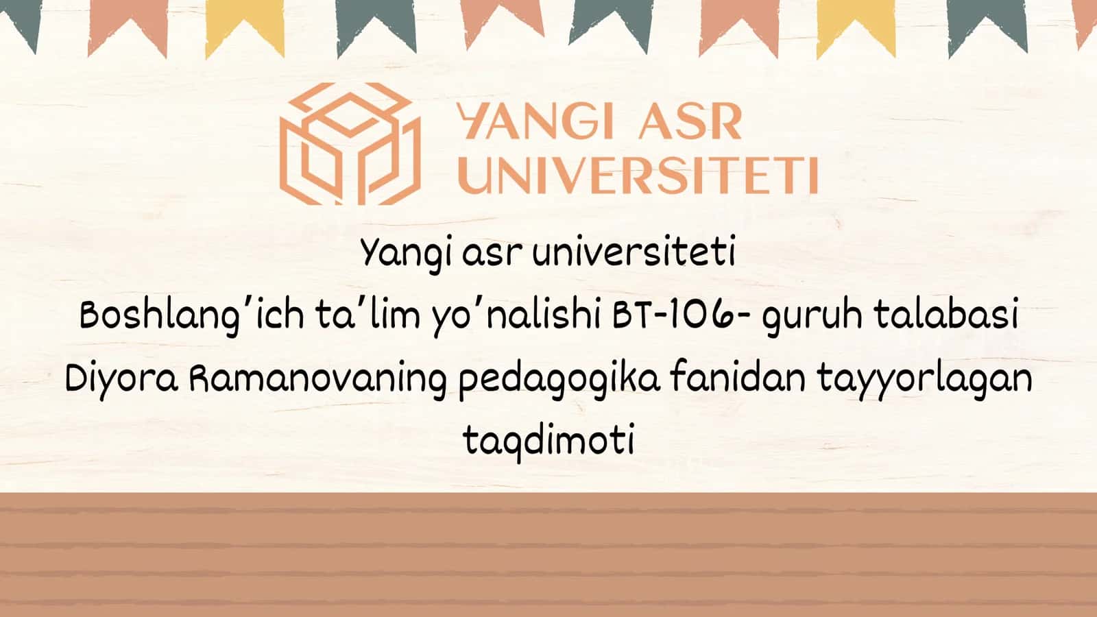 Boshlang’ich ta’lim yo’nalishi BT-106- guruh talabasi 1