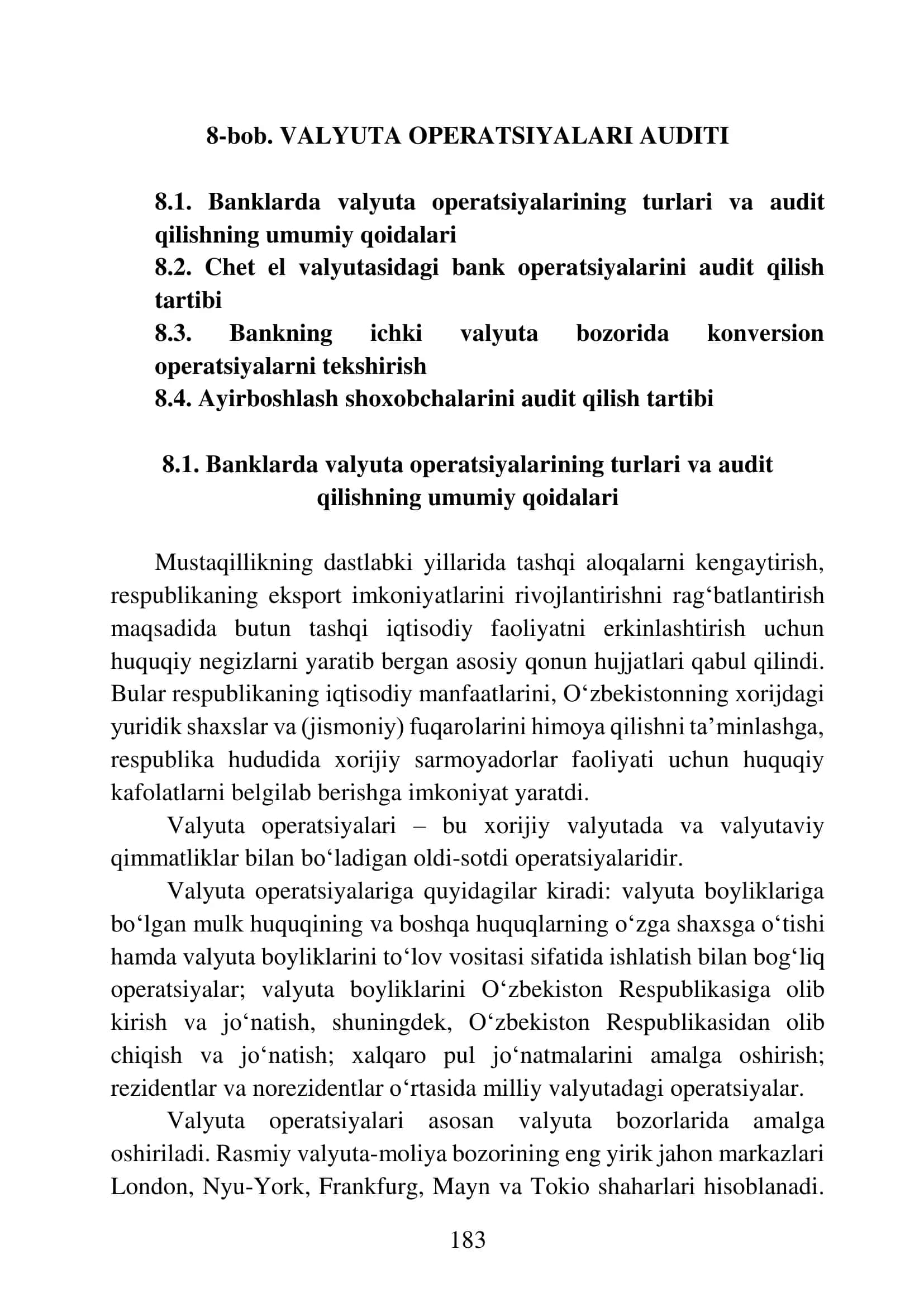 8-bob. VALYUTA OPERATSIYALARI AUDITI 1