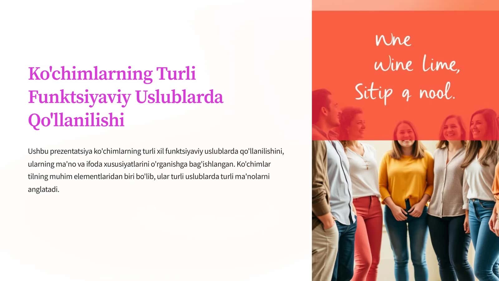 Ko'chimlarning Turli  Funktsiyaviy Uslublarda  Qo'llanilishi 1