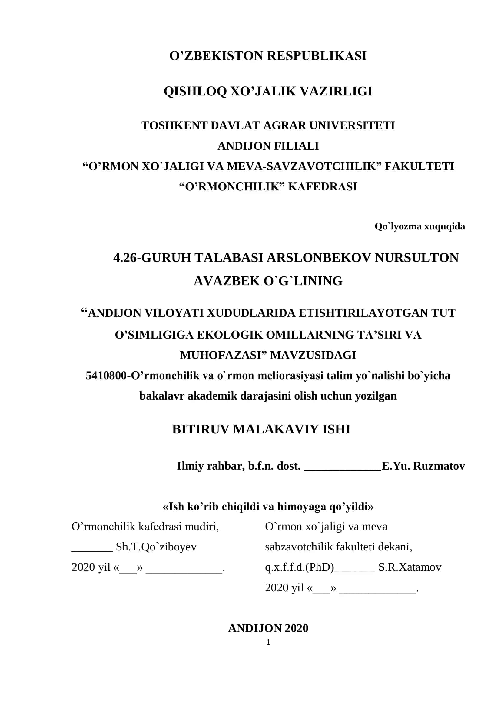 Qo`lyozma xuquqida 4.26-GURUH TALABASI ARSLONBEKOV NURSULTON AVAZBEK O`G`LINING 1