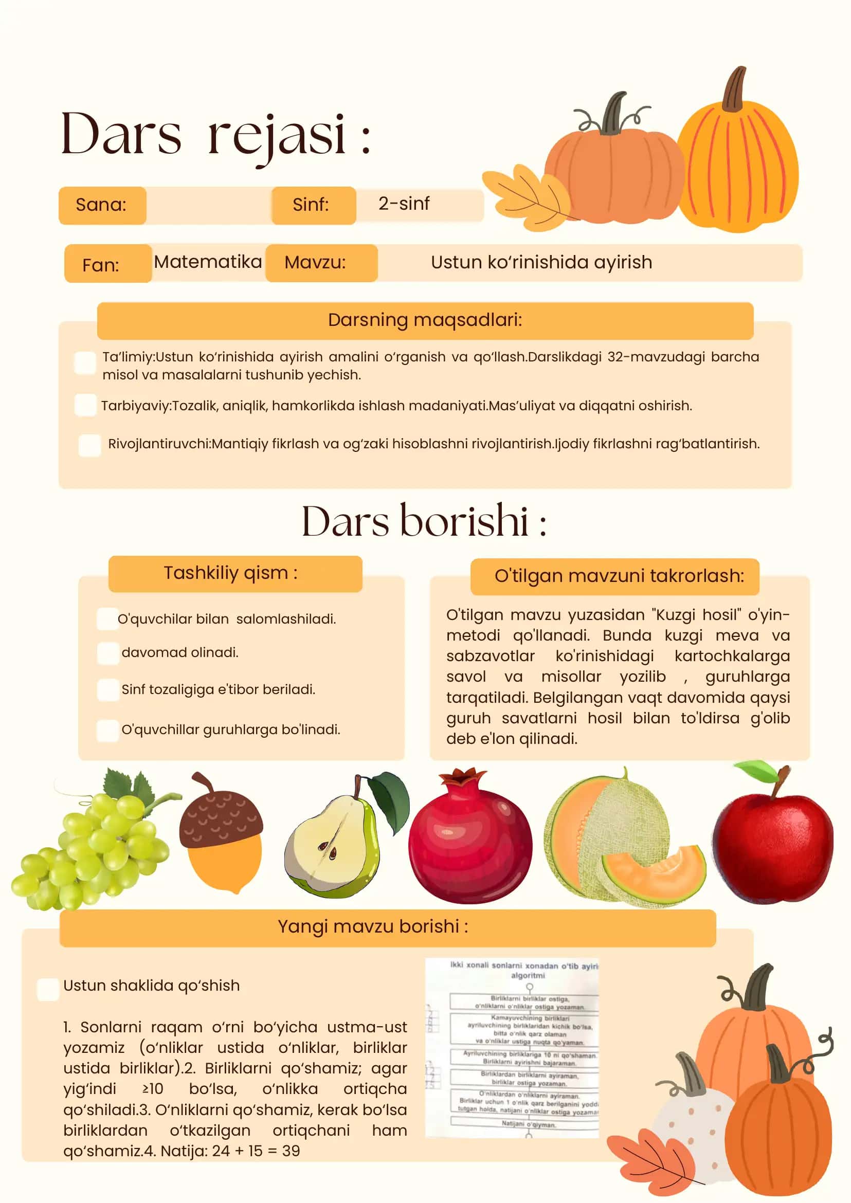 Matematika fanidan dars ishlanma 1