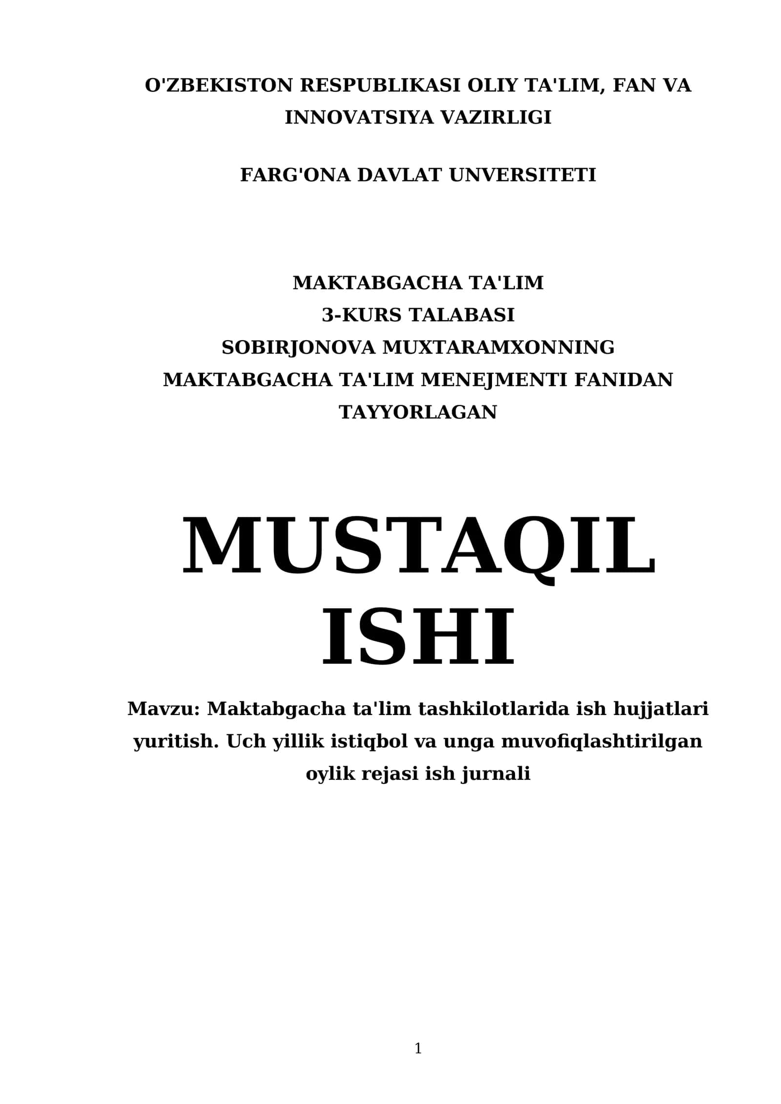 Maktabgacha Ta'lim Tashkilotlarida Ish Hujjatlari Yuritish 1