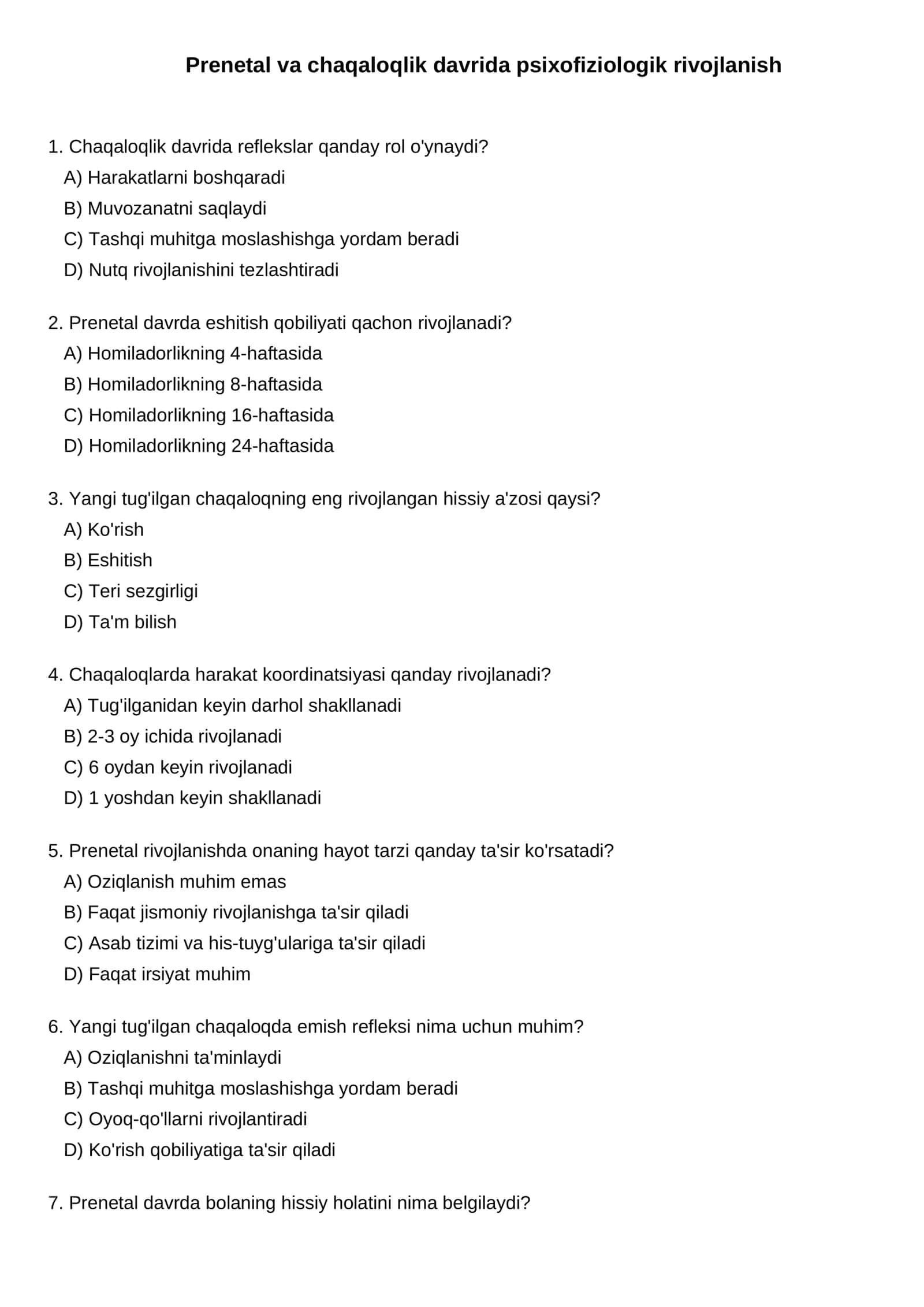 Prenetal va chaqaloqlik davrida psixofiziologik rivojlanish 1