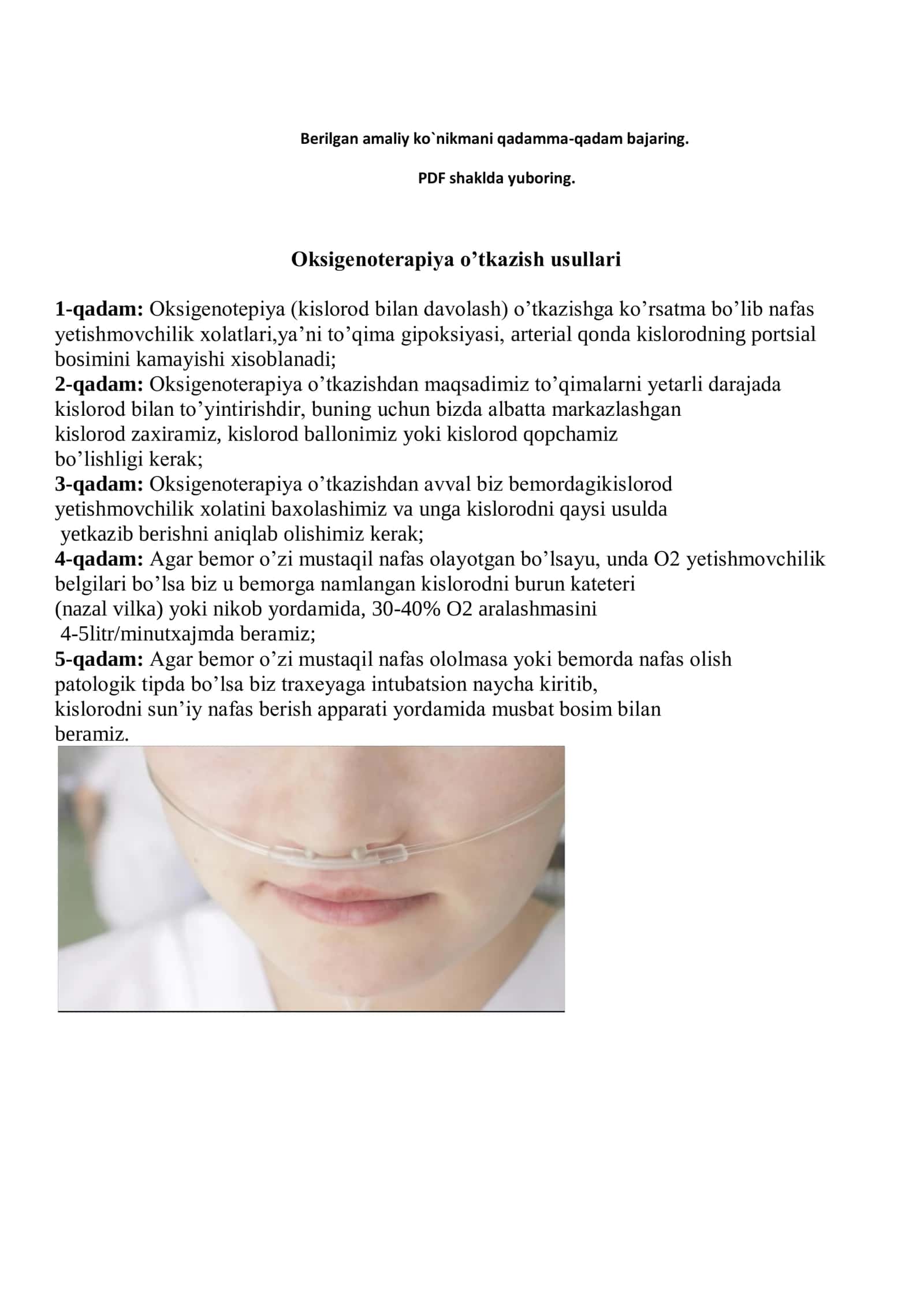 Oksigenoterapiya oʼtkazish usullari 1