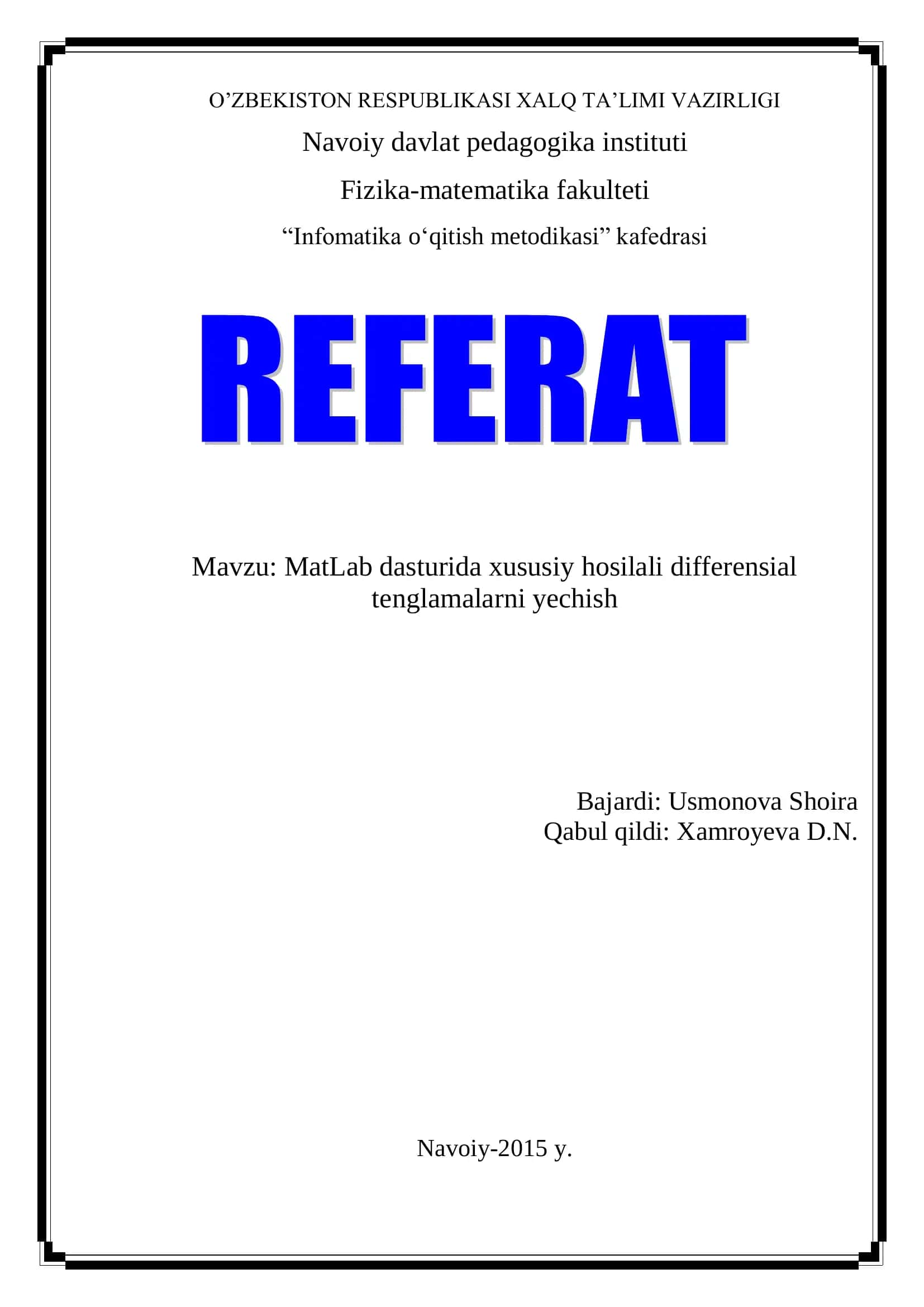 Infomatika o'qitish metodikasi 1