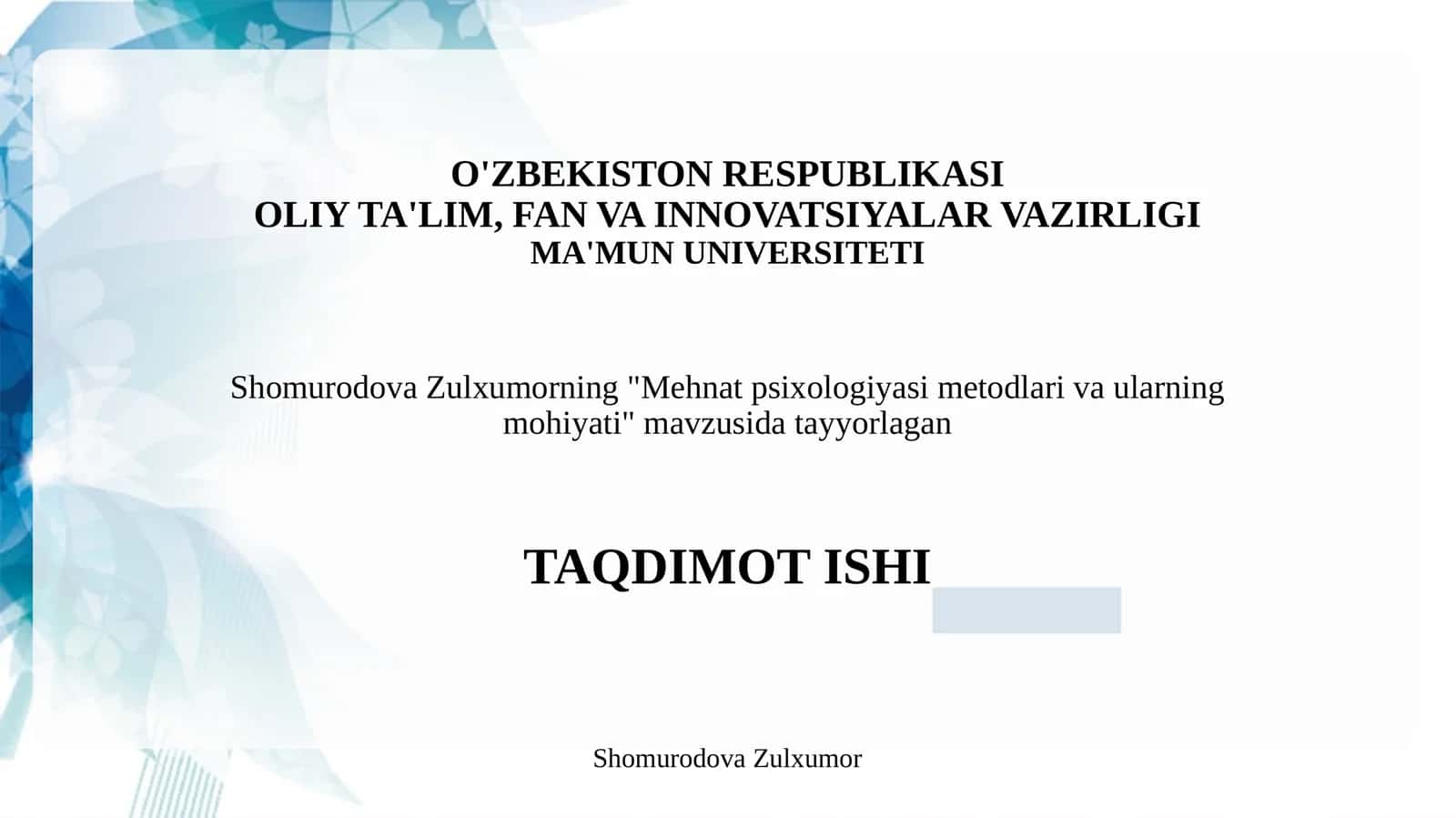 Mehdat psixologiyasi metodlari va ularning mohiyati 1