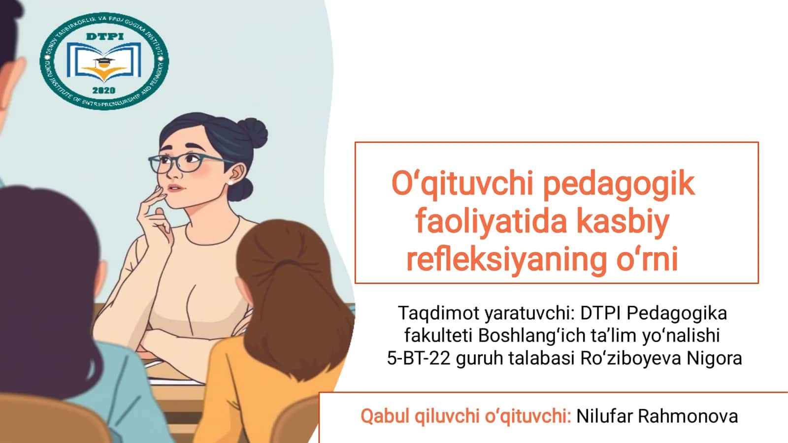 Oʻqituvchi pedagogik faoliyatida kasbiy reﬂeksiyaning oʻrni 1
