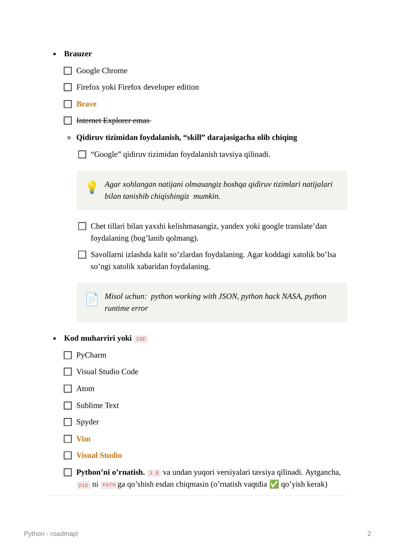 Python - roadmap! 2