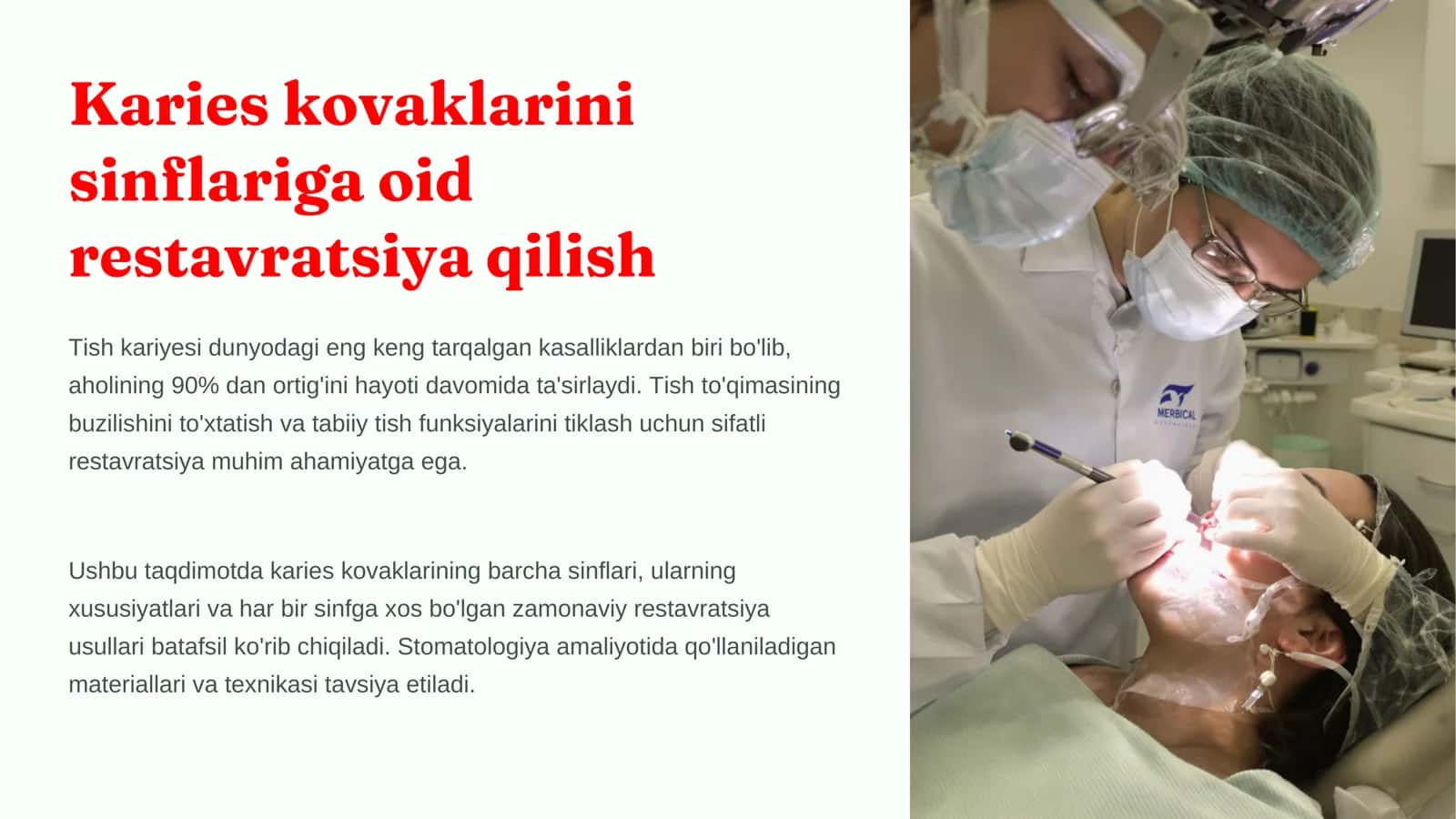 Karies kovaklarini sinflariga oid restavrasiya qilish 2