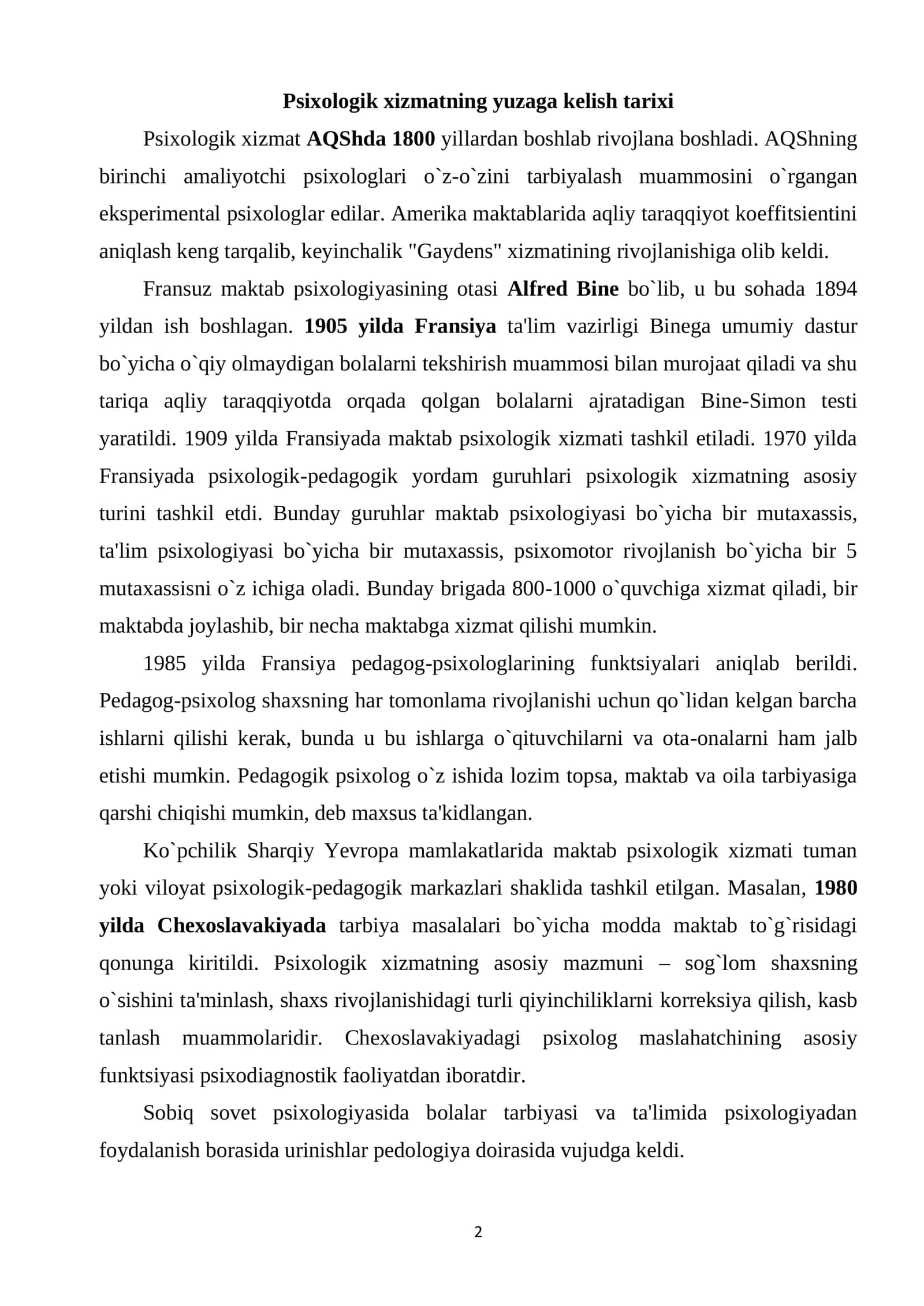 Psixologik xizmat faoliyatining yoʻnalishlari 2