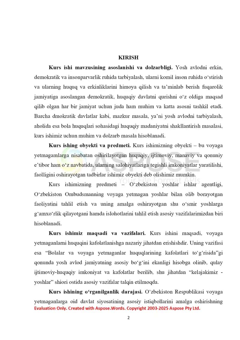 Voyaga yetmaganlarning huquqlarini himoya qilish uchun hamda restorativ texnologiyalardan foydalanishning xususiyatlari 2