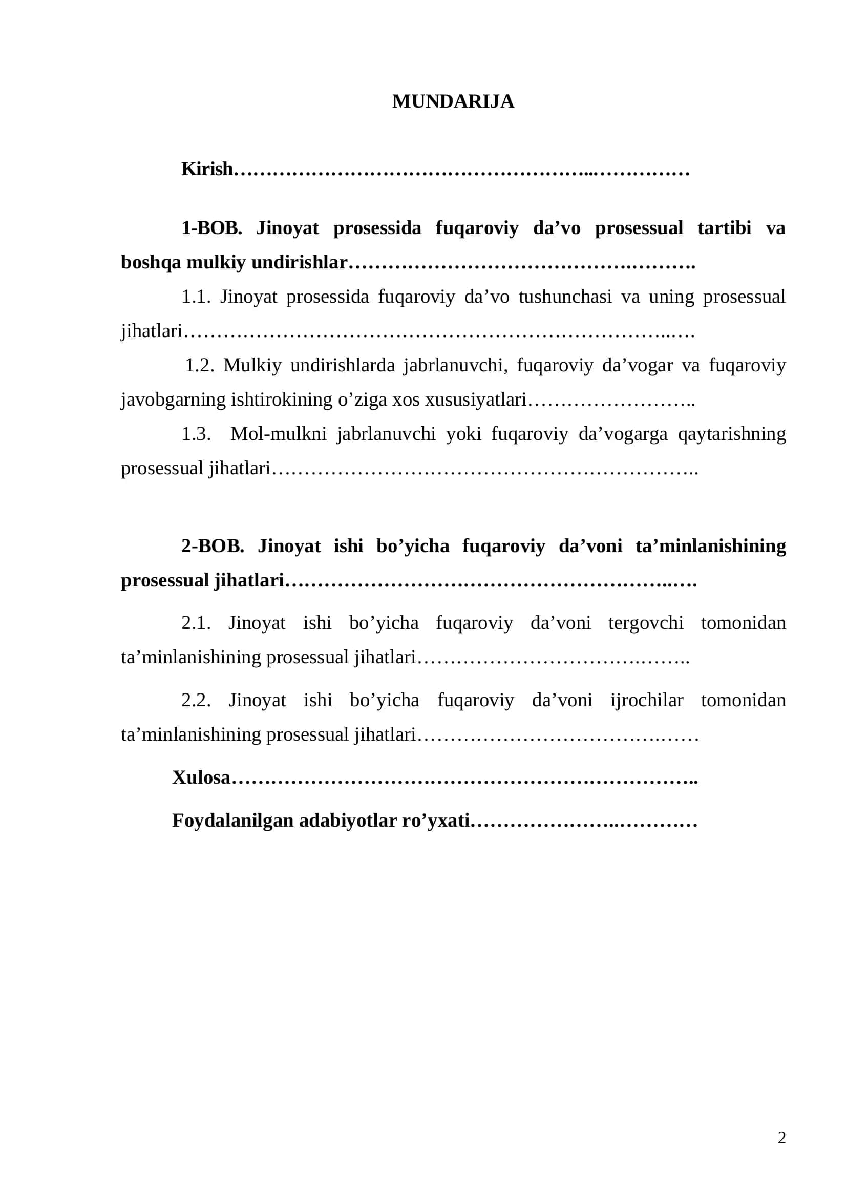 Jinoyat prosessida fuqaroviy da’vo va boshqa mulkiy undirishlar 2
