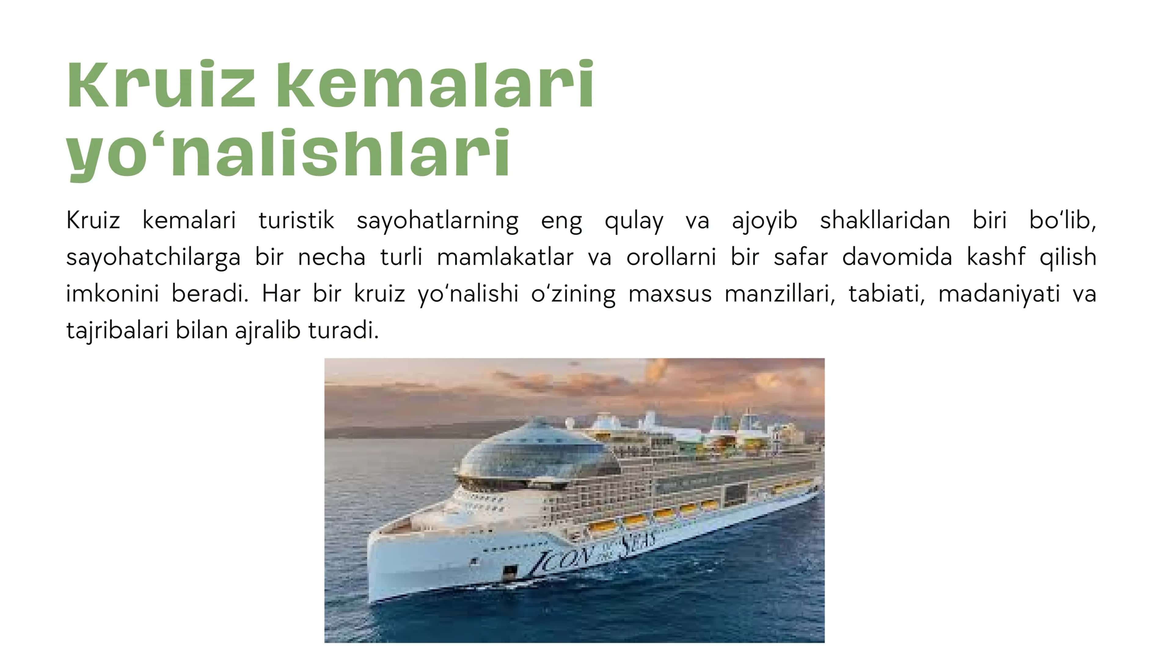KRUIZ KEMALARI YO’NALISHLARI 2