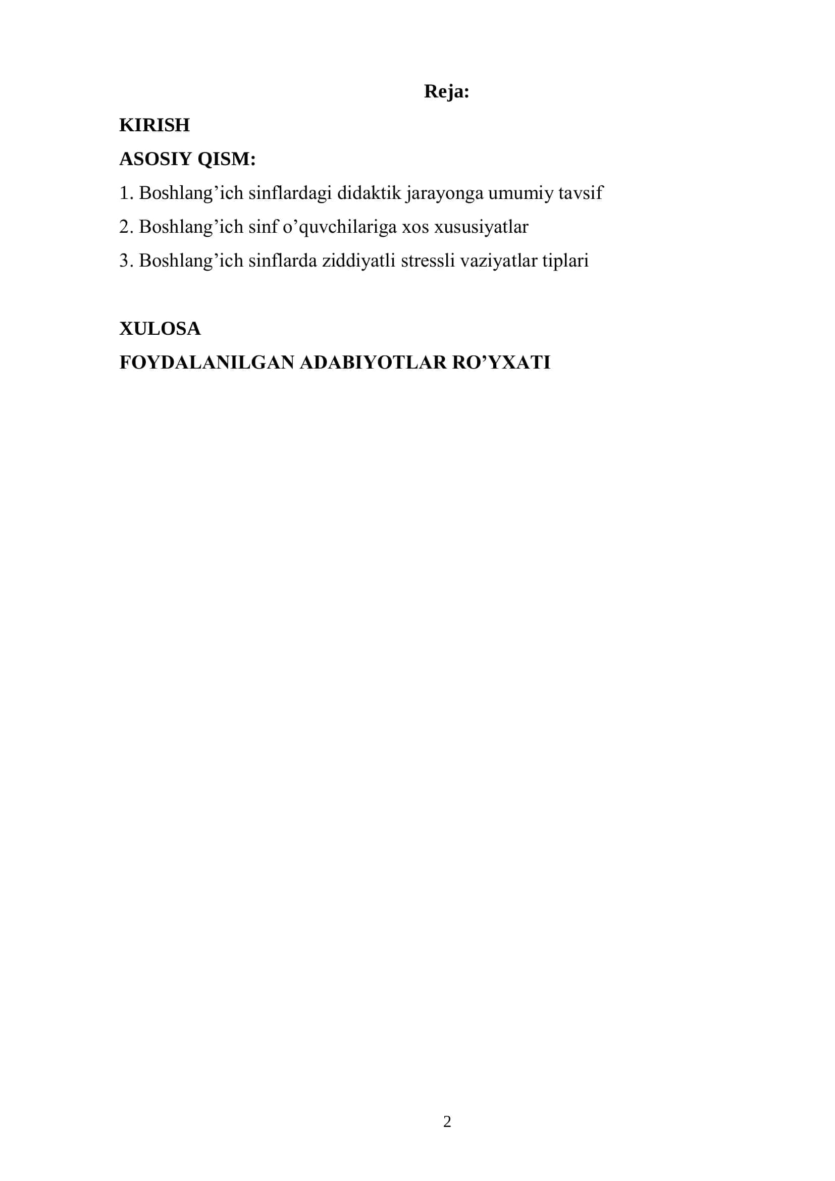 Boshlang’ich sinflarda ziddiyatli-stressli vaziyatlar tiplari 2