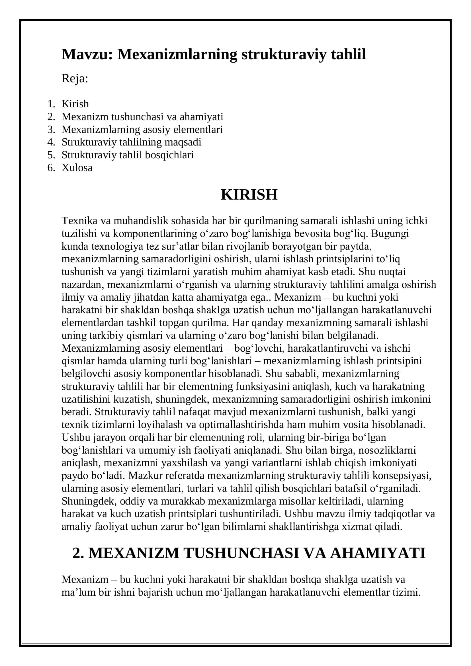 Mexanizmlarning strukturaviy tahlil 2